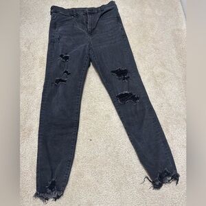 American Eagle Outfitters, Distressed Black Skinny Jeans, Size 10